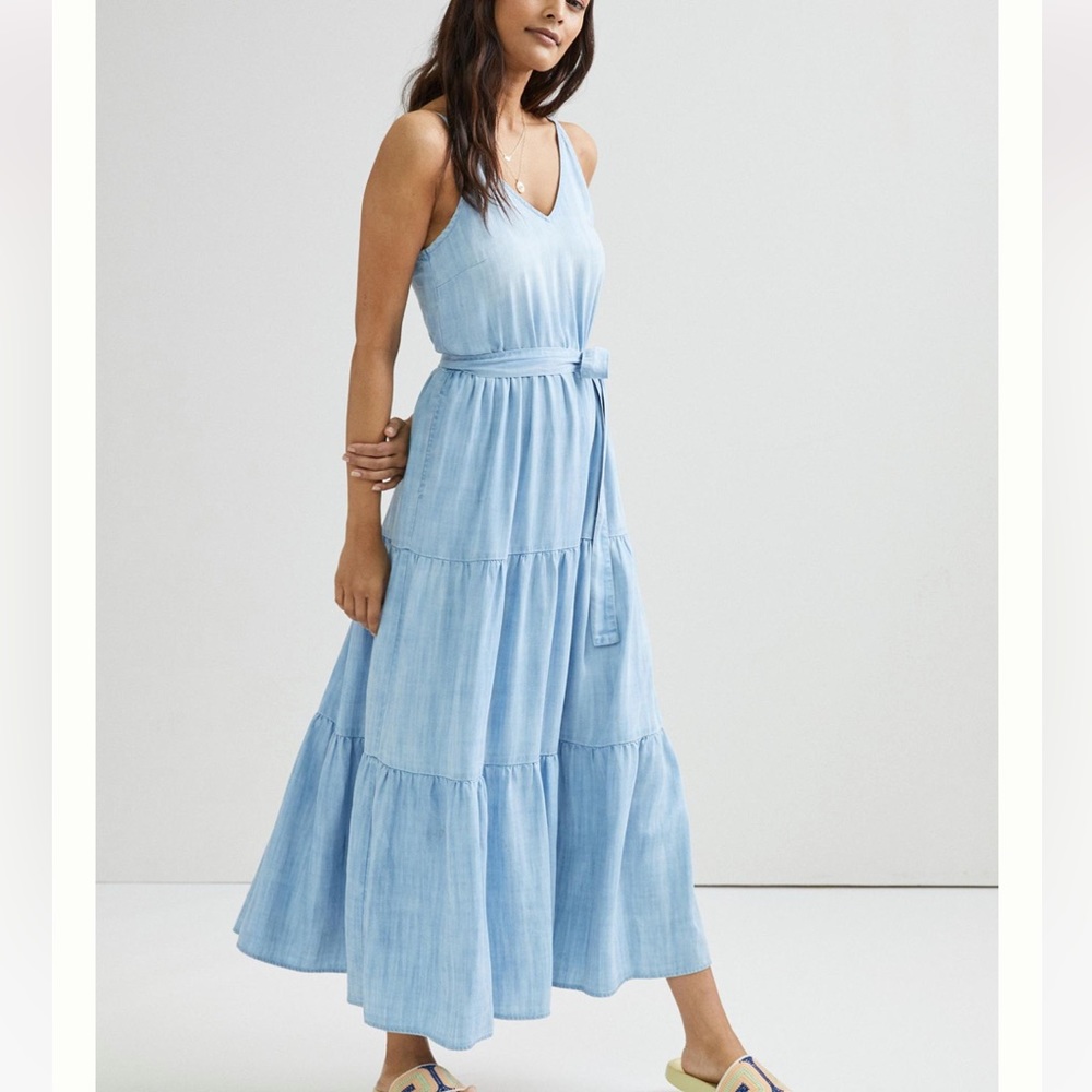 Cloth & Stone Sweet Chambray Tiered Maxi Dress NWT